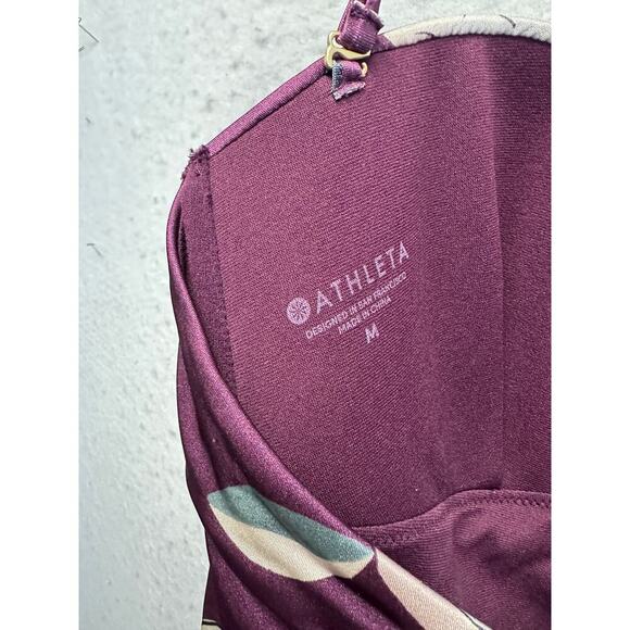 Athleta Swimsuit Top Purple‎ Floral Tankini Ruched Sides Size M - Picture 6 of 6